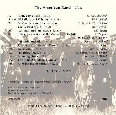 American Band CD Back Cover